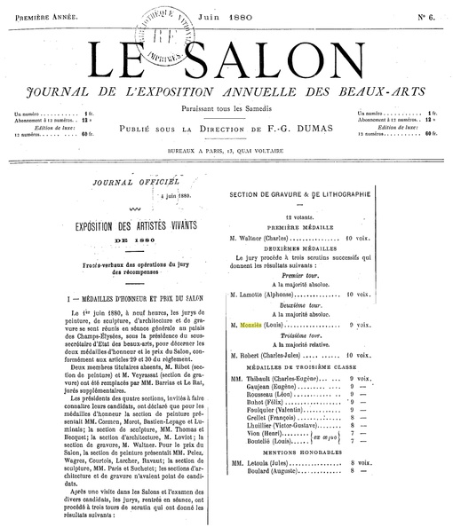 Délibérations du Jury du salon de 1880