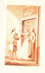 Manon Lescaut tenant d'une main le chevalier des Grieux (en rouge)